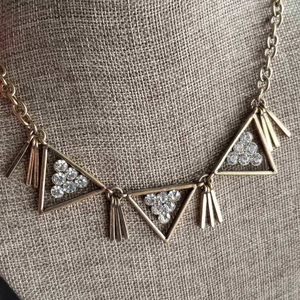 Antique Gold Spike Statement Necklace